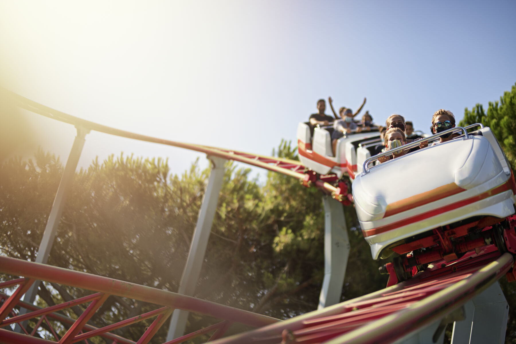Roller coaster with face masks
