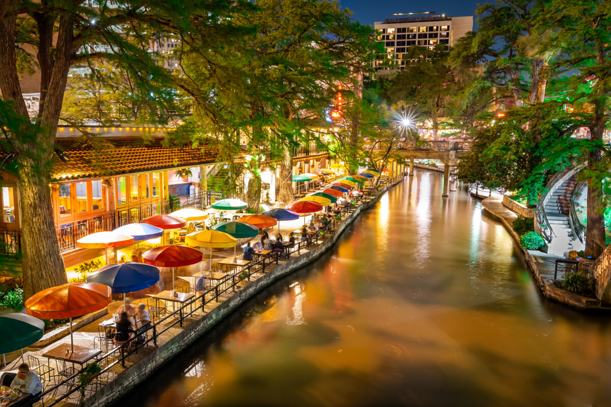 Cityscape, dining along a river