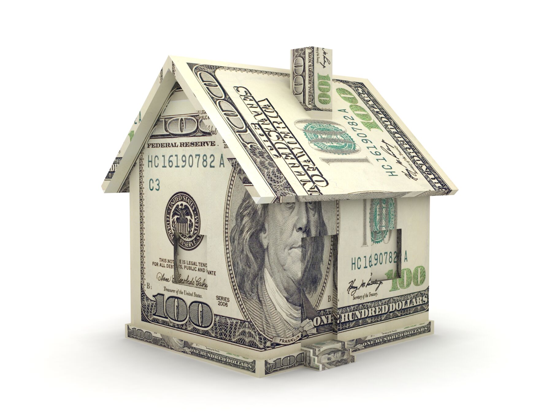 Money in the shape of a house