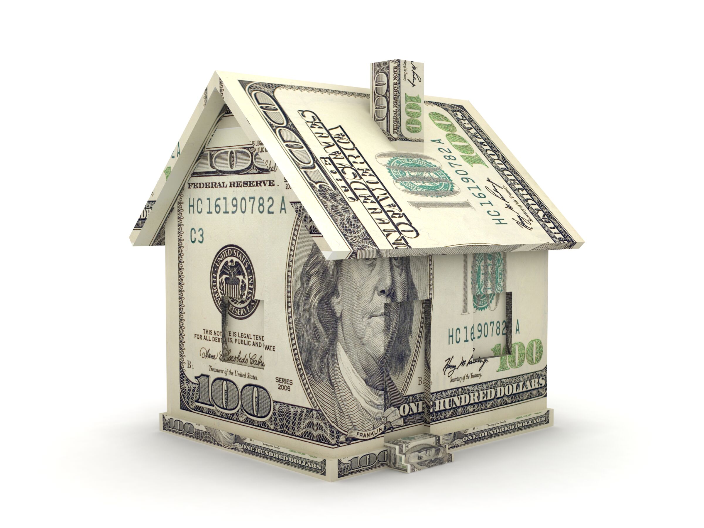 Money in the shape of a house