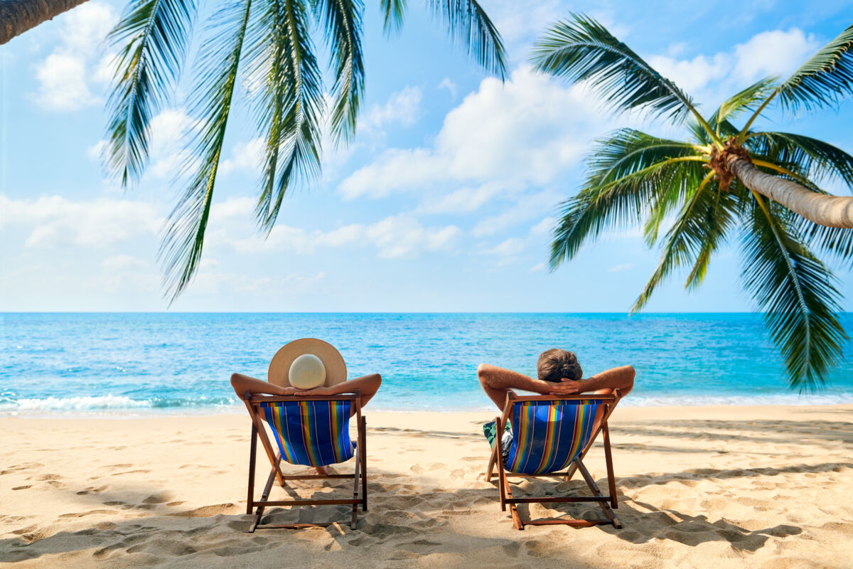 Relaxing on a beach