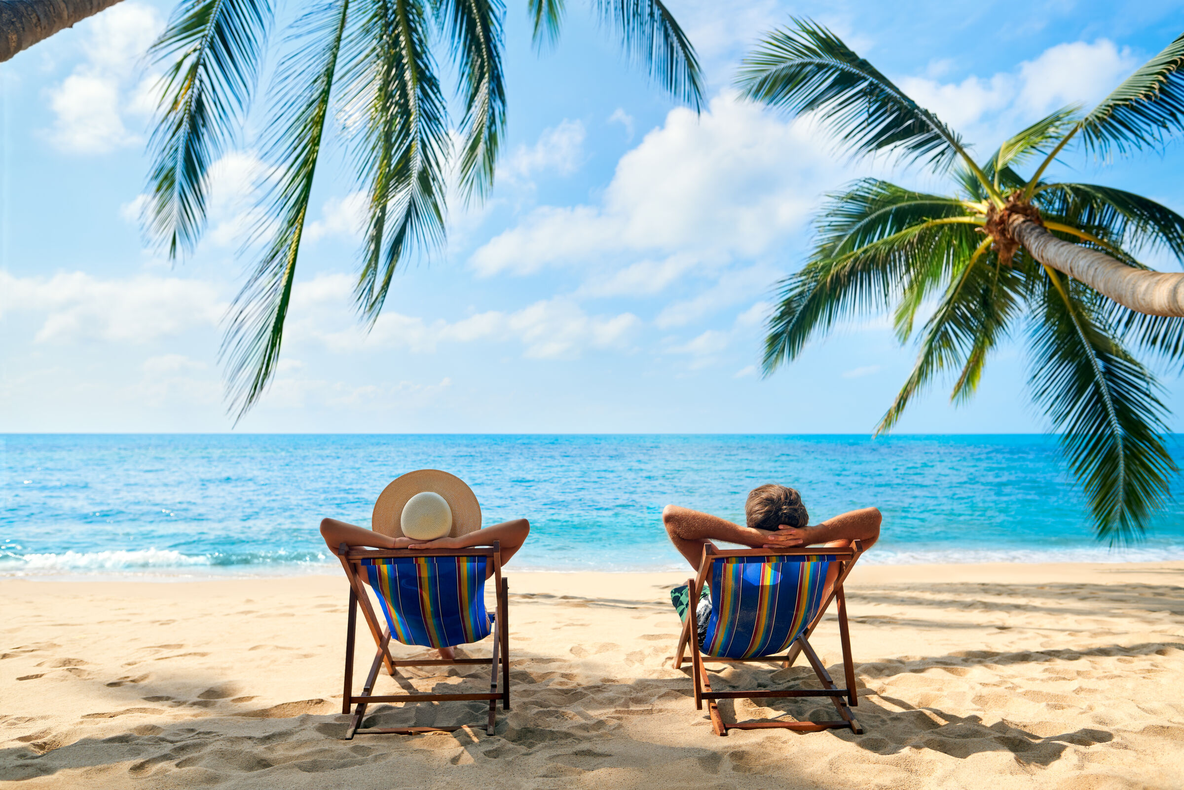 Relaxing on a beach