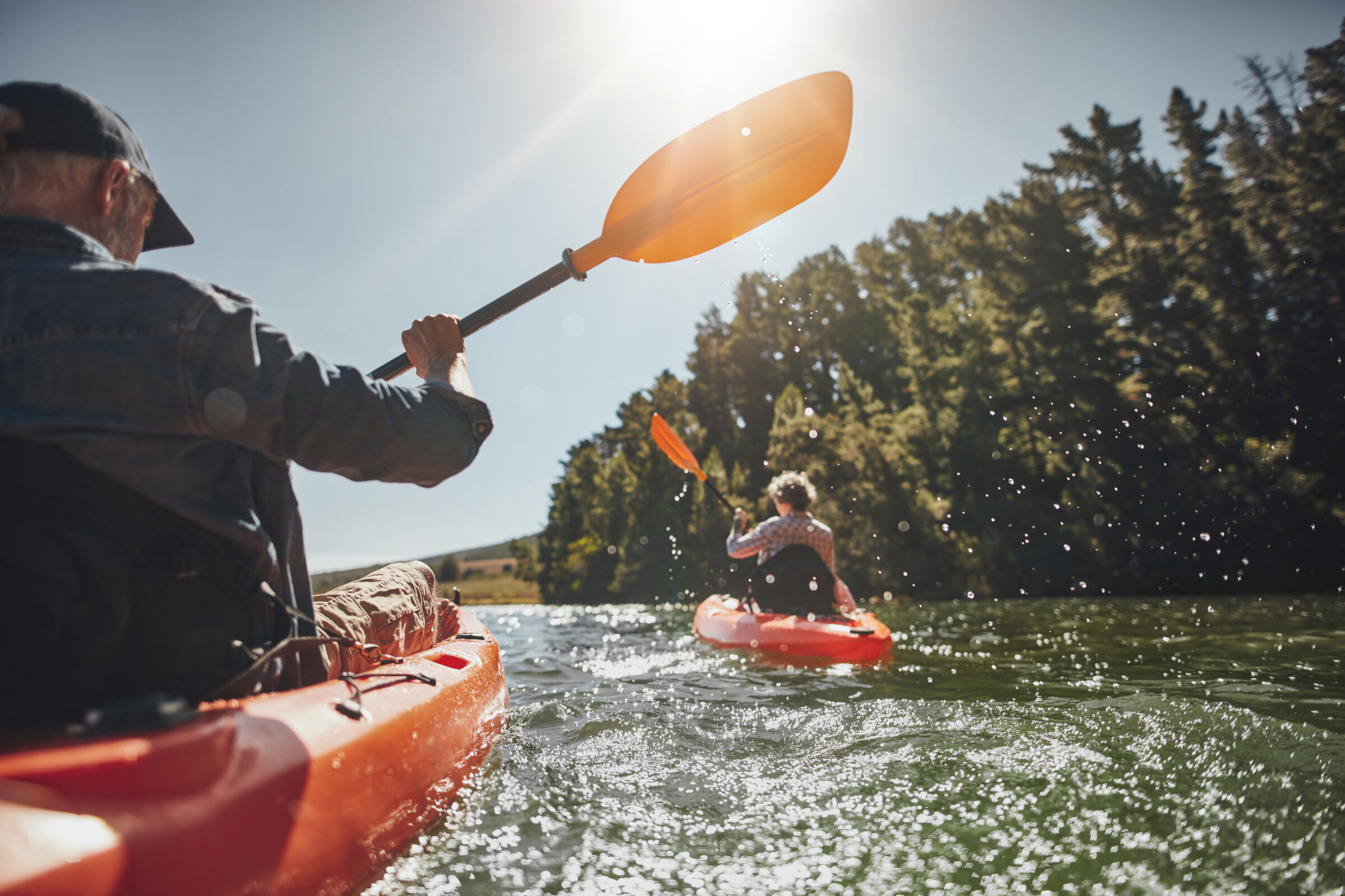 Two adults kayaking