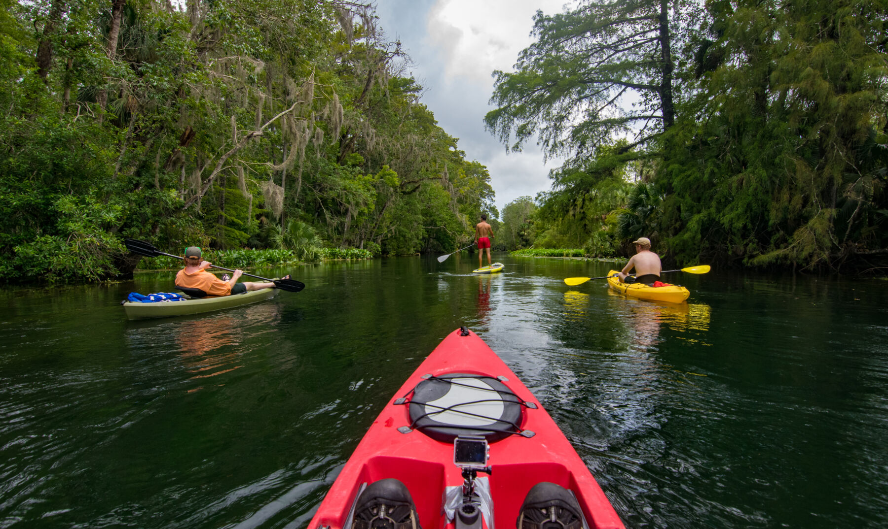 Kayaks and paddle boarding POV