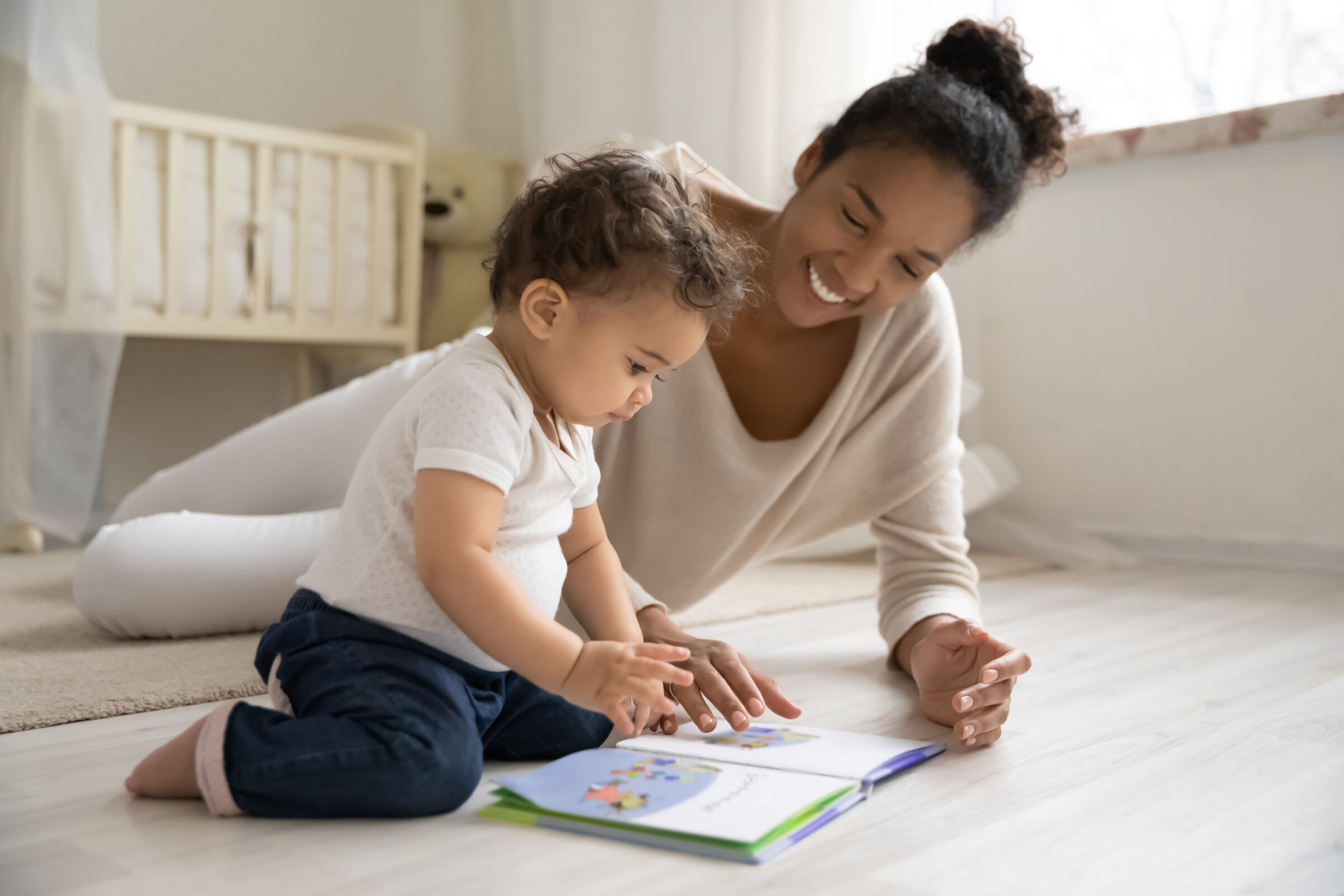Mother and baby reading