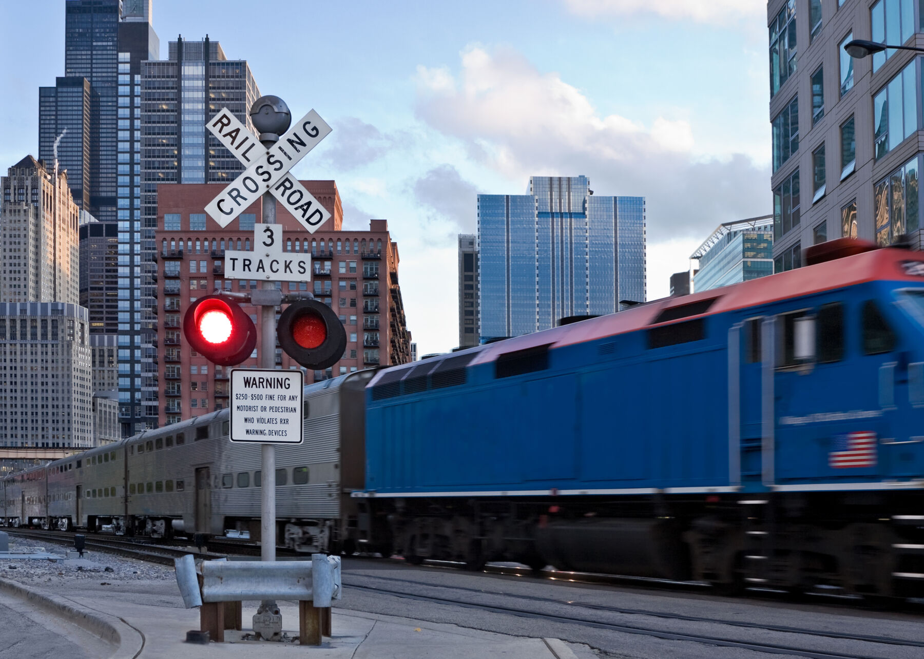 Train crossing in city