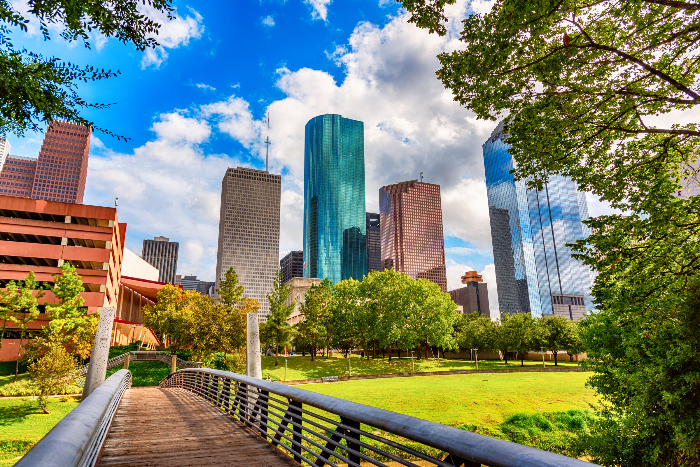 City view from park bridge