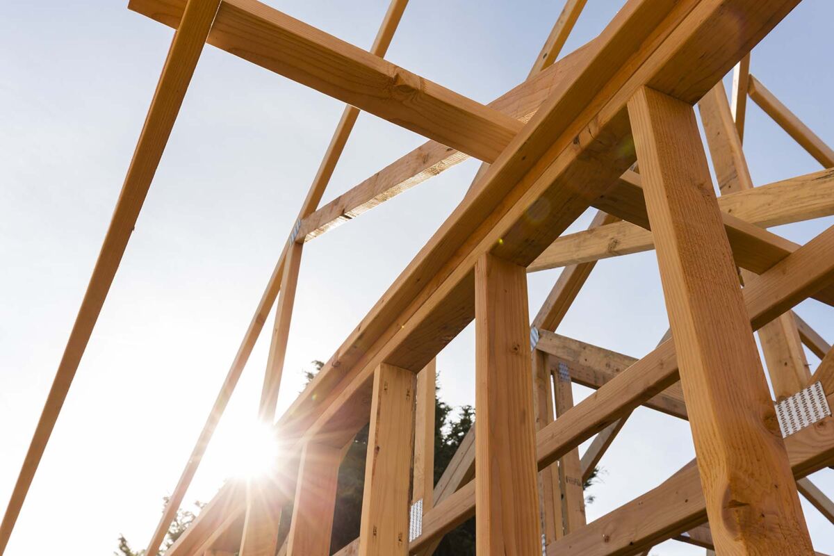 House framing, low angle