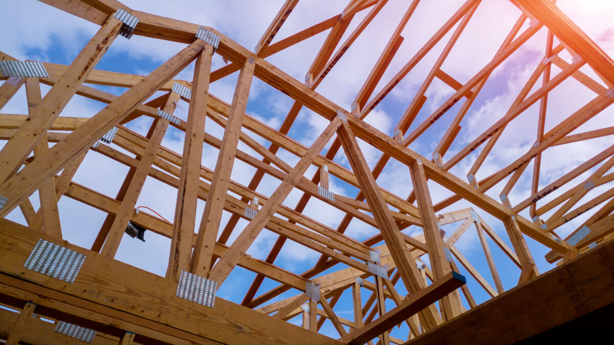 House framing, low angle