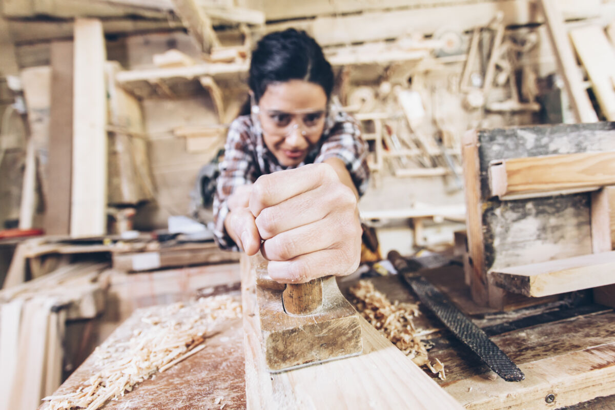 Woman doing carpentry