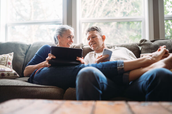 Senior couple relaxing on the couch