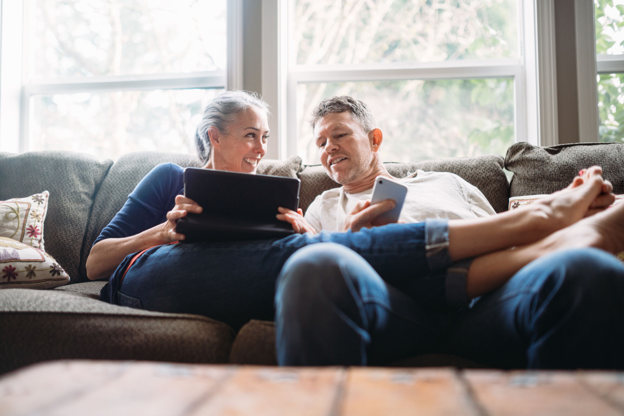 Senior couple relaxing on the couch