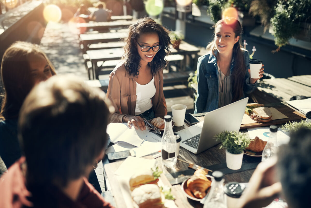 Group of people meeting over lunch