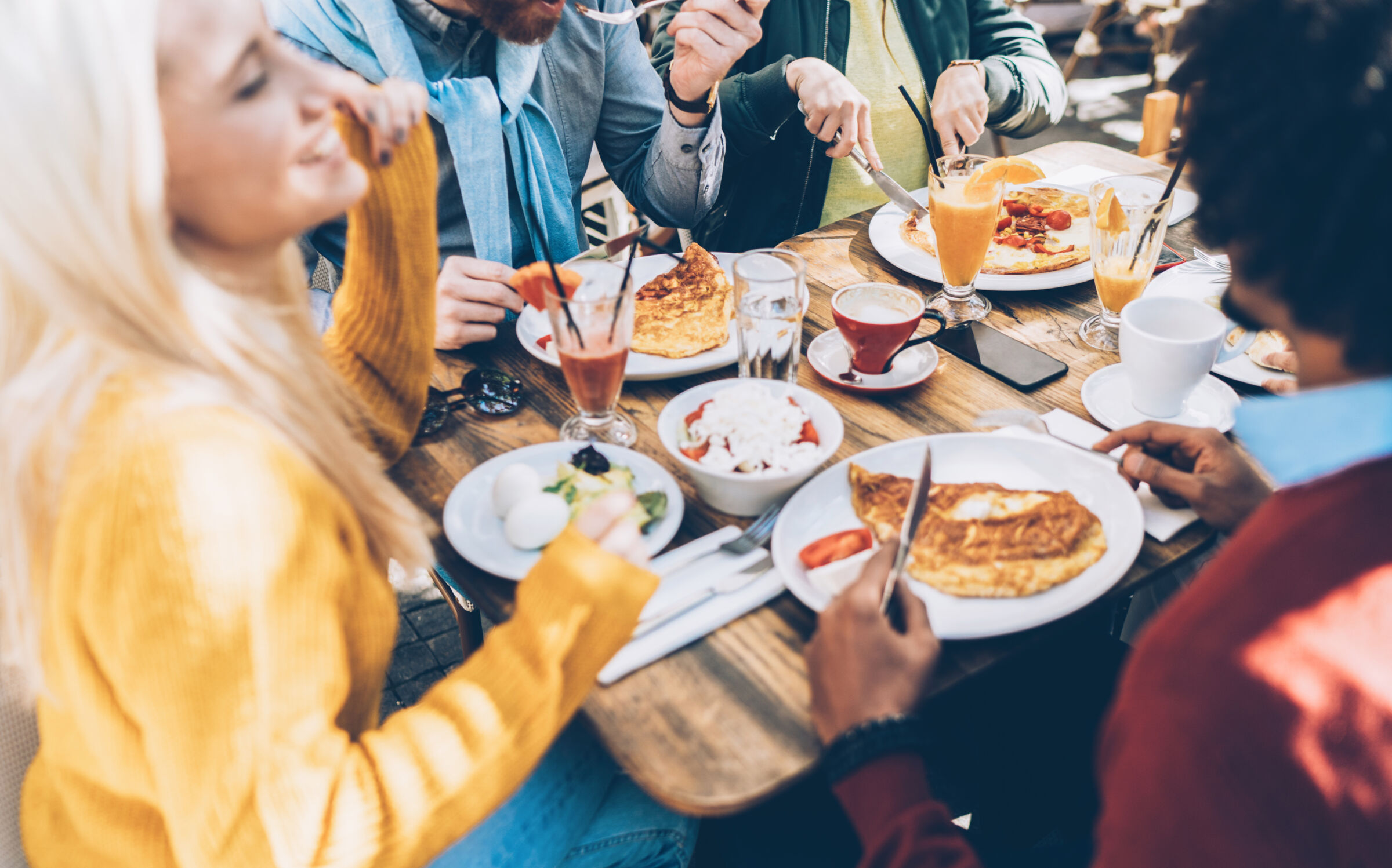 Friends eating brunch