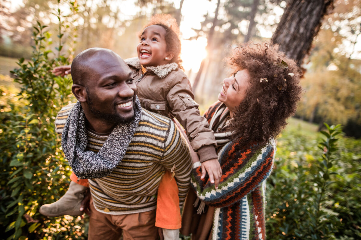 Family with child in a park