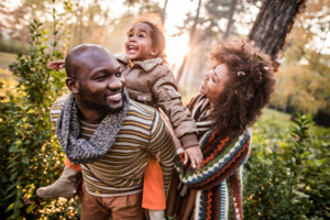 Family with child in a park