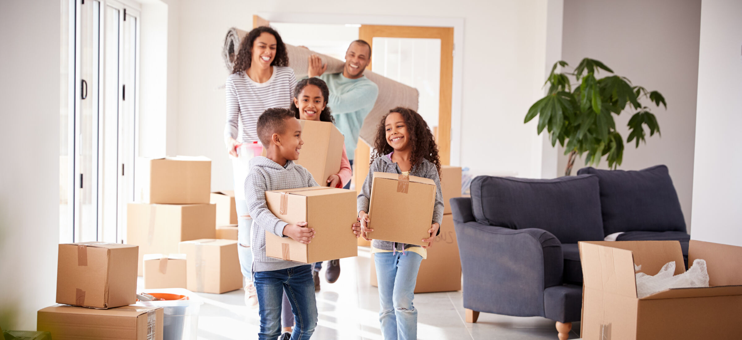 Family moving into a new house