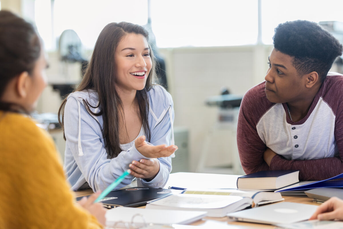 High school students sitting together