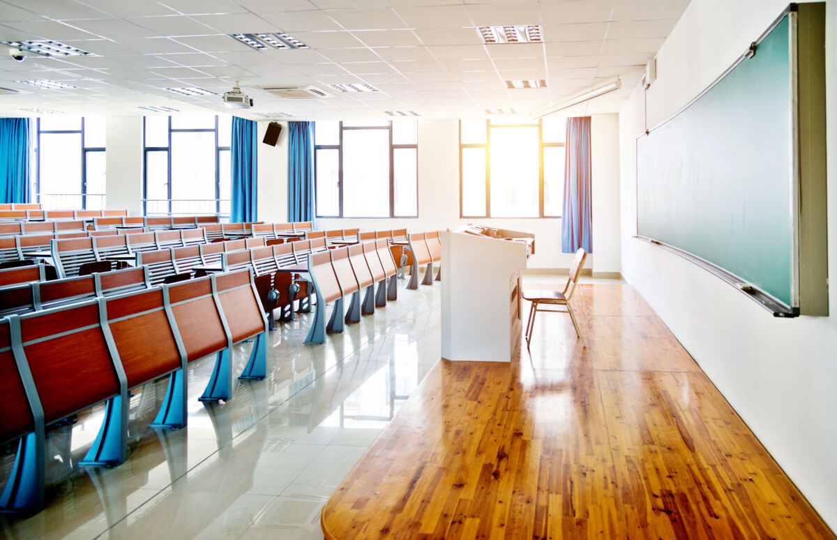 Empty classroom in a school building