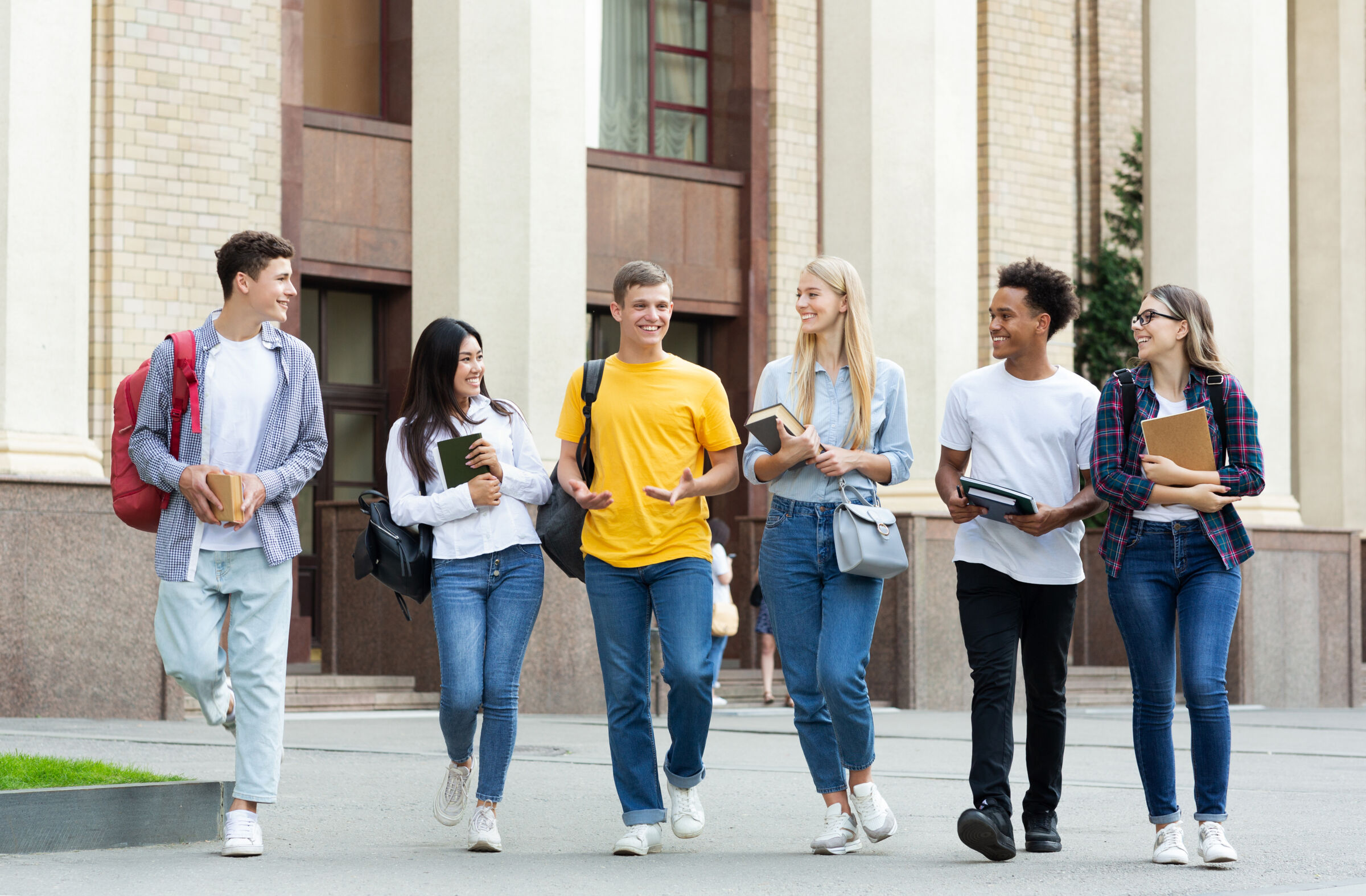 Group of teens in the school yard