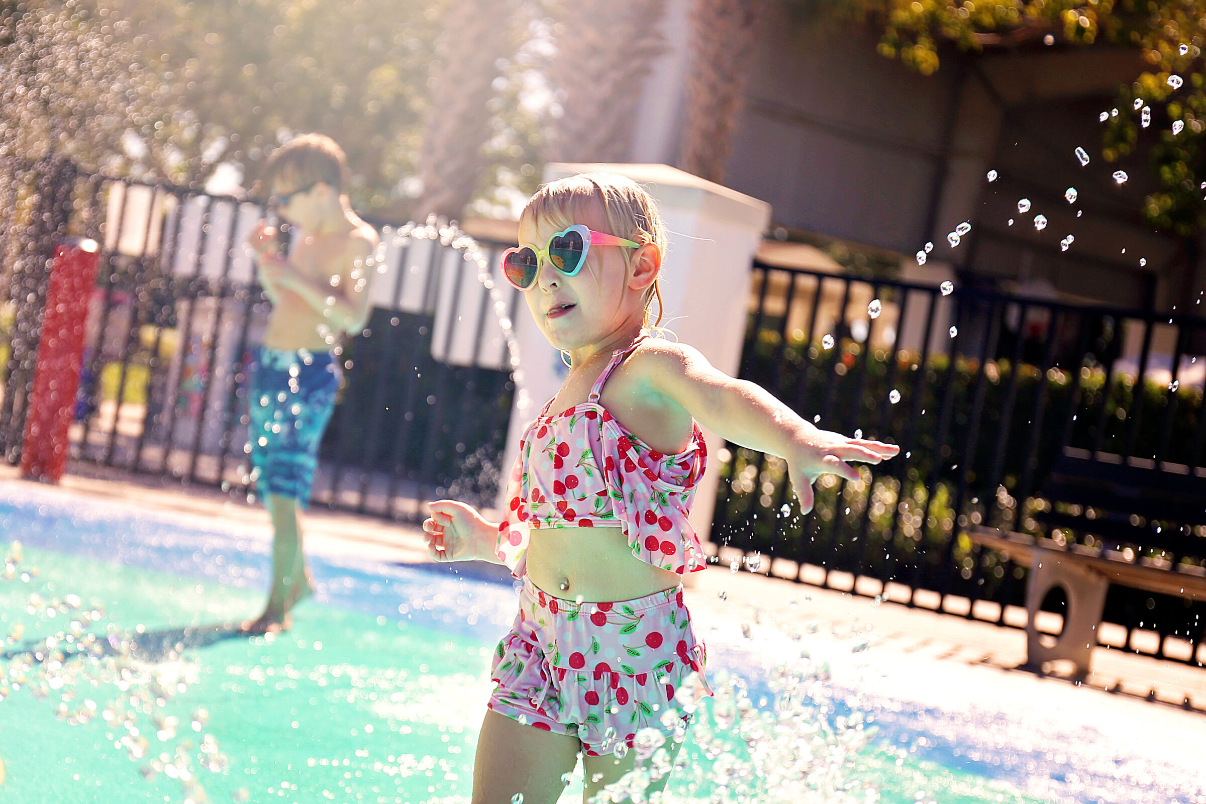 Girl Playing in Pool