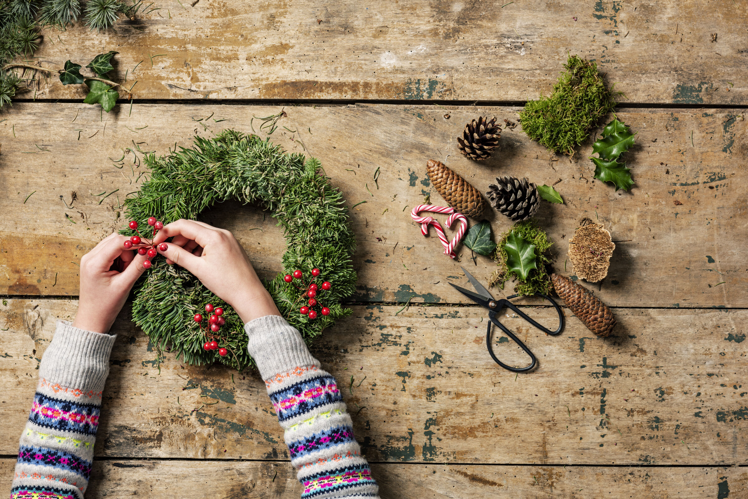 Decorating Christmas Wreath