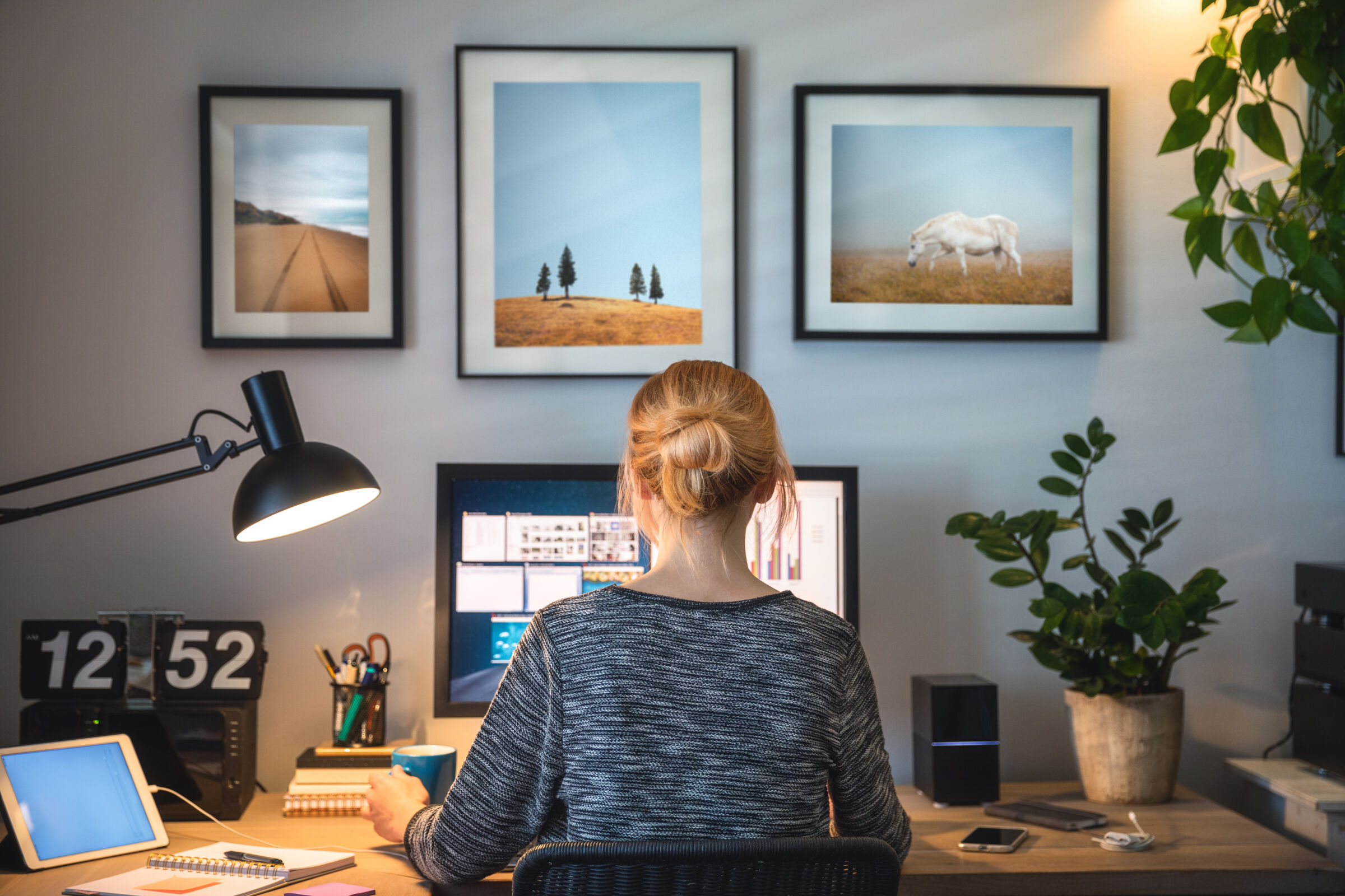 woman working from home in home office