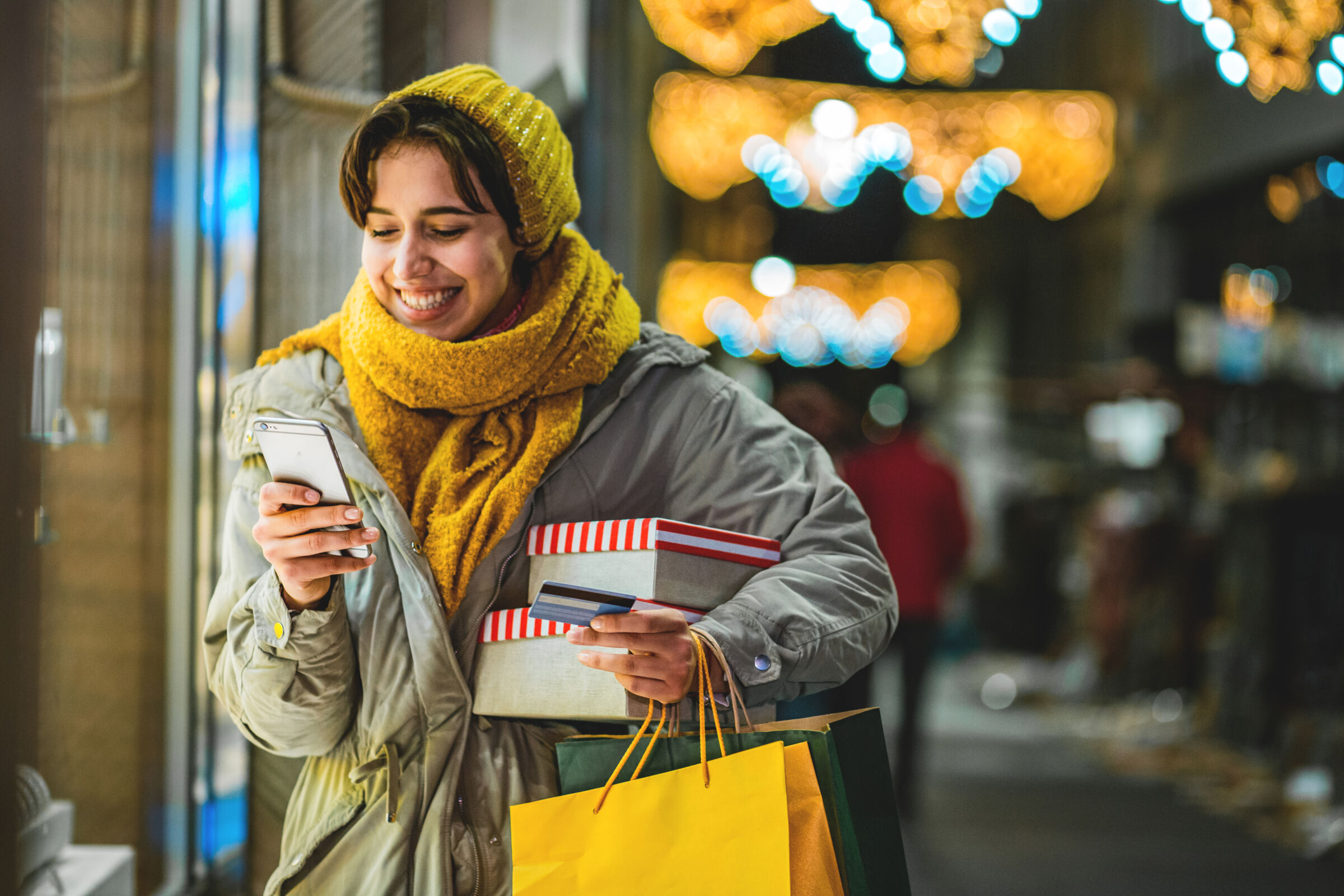 Woman holiday shopping
