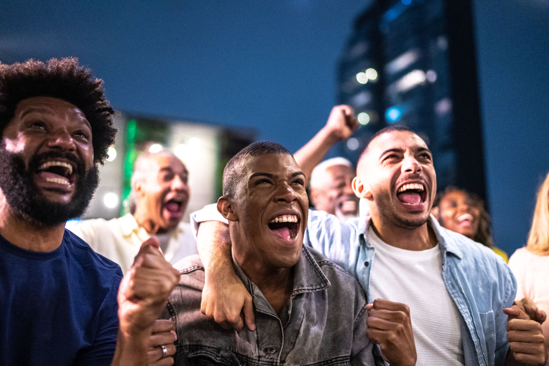 Sports fans celebrating 