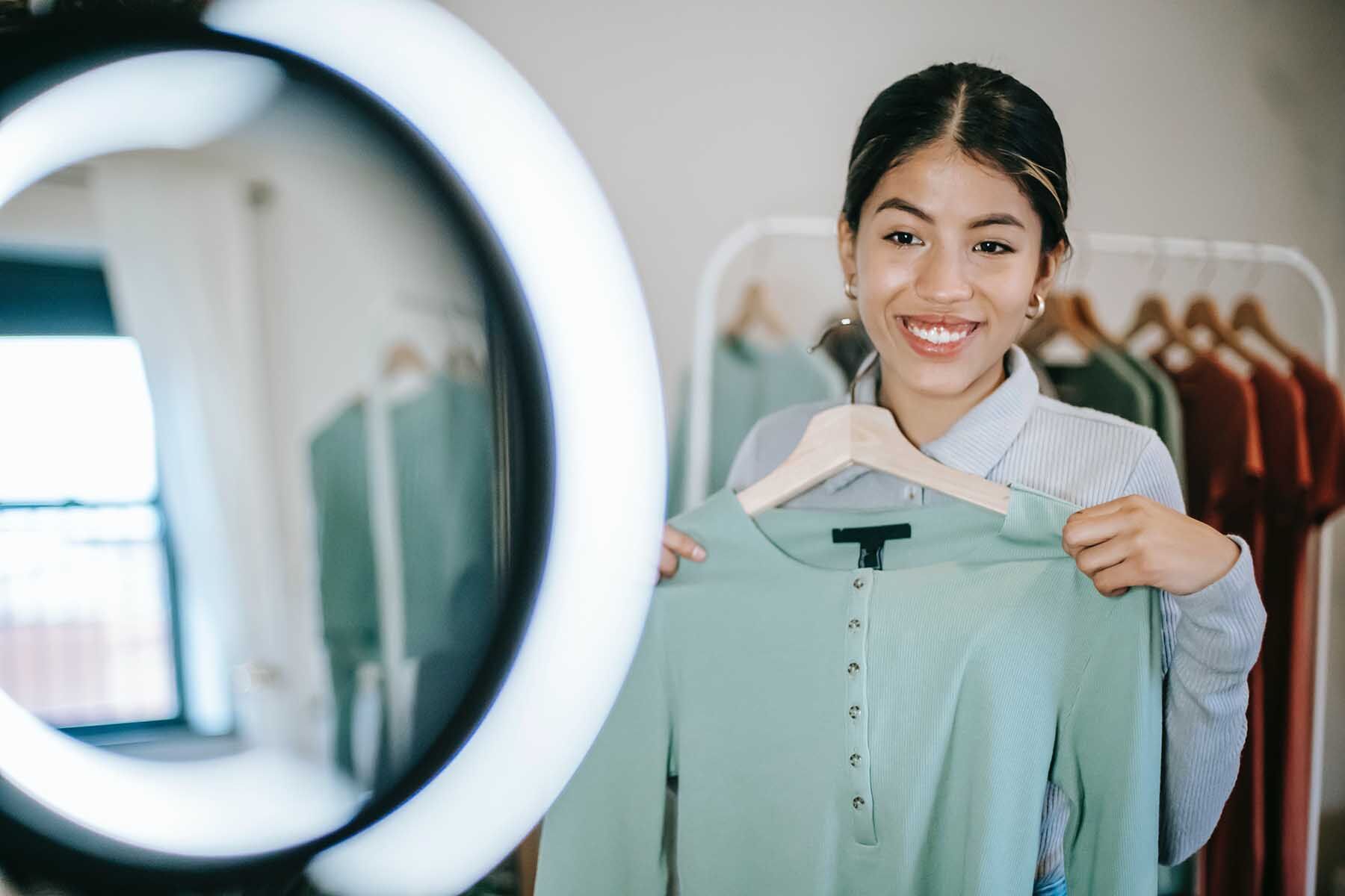 Trying on Clothes in Closet at Home