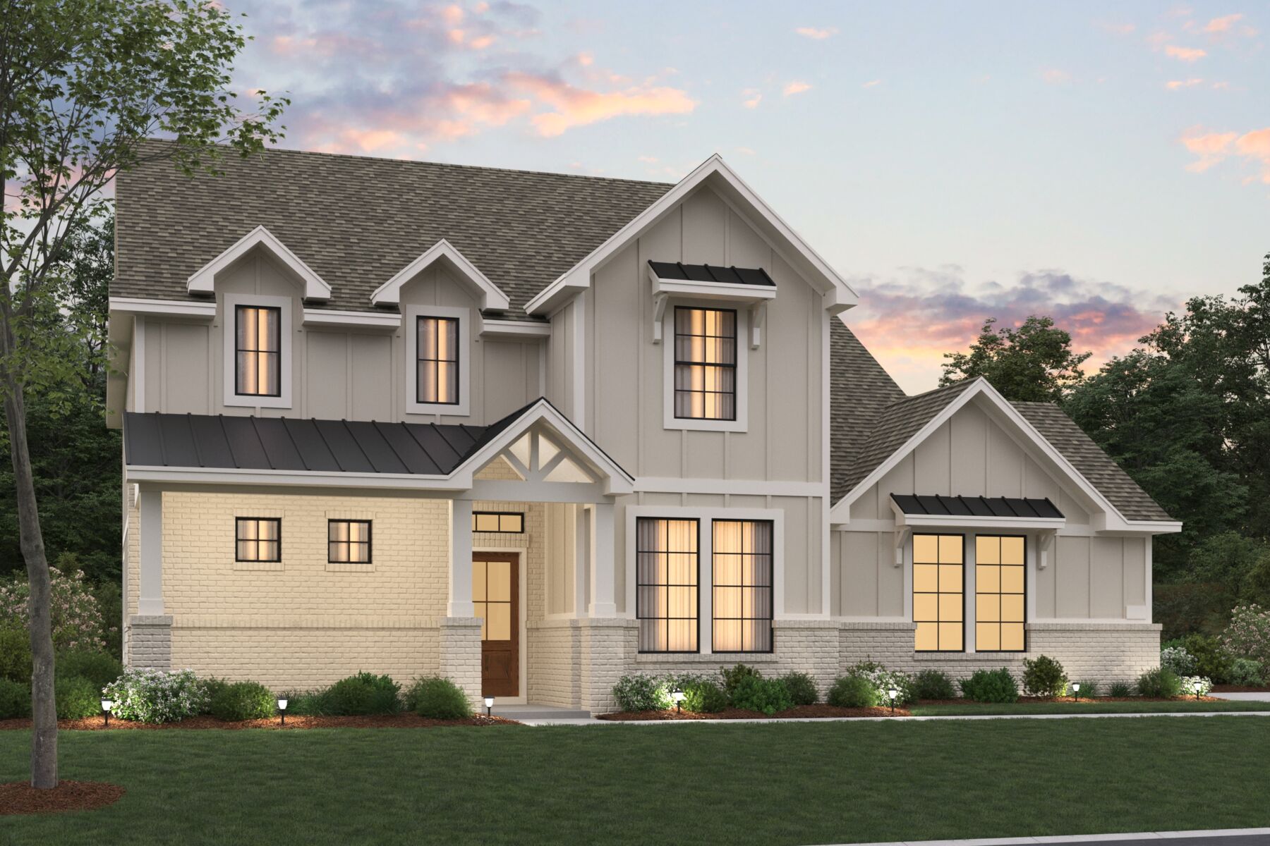 Zacate Farmhouse Elevation with Sideload Garage