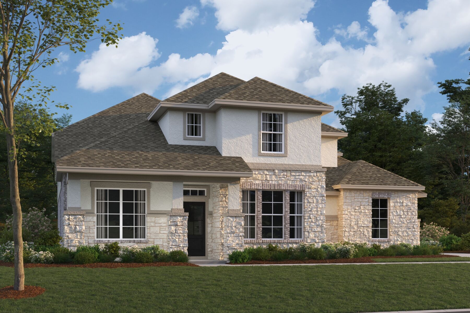 Salado Elevation C w/ Sideload Garage