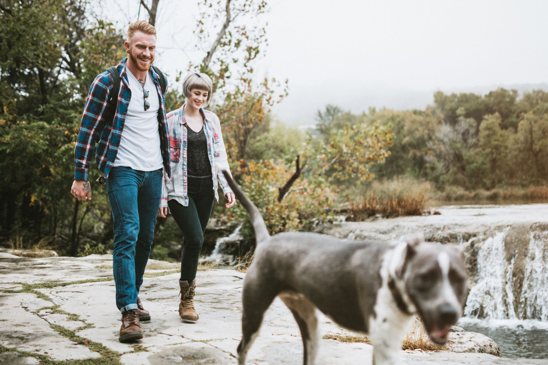 Couple Hiking on Trail 