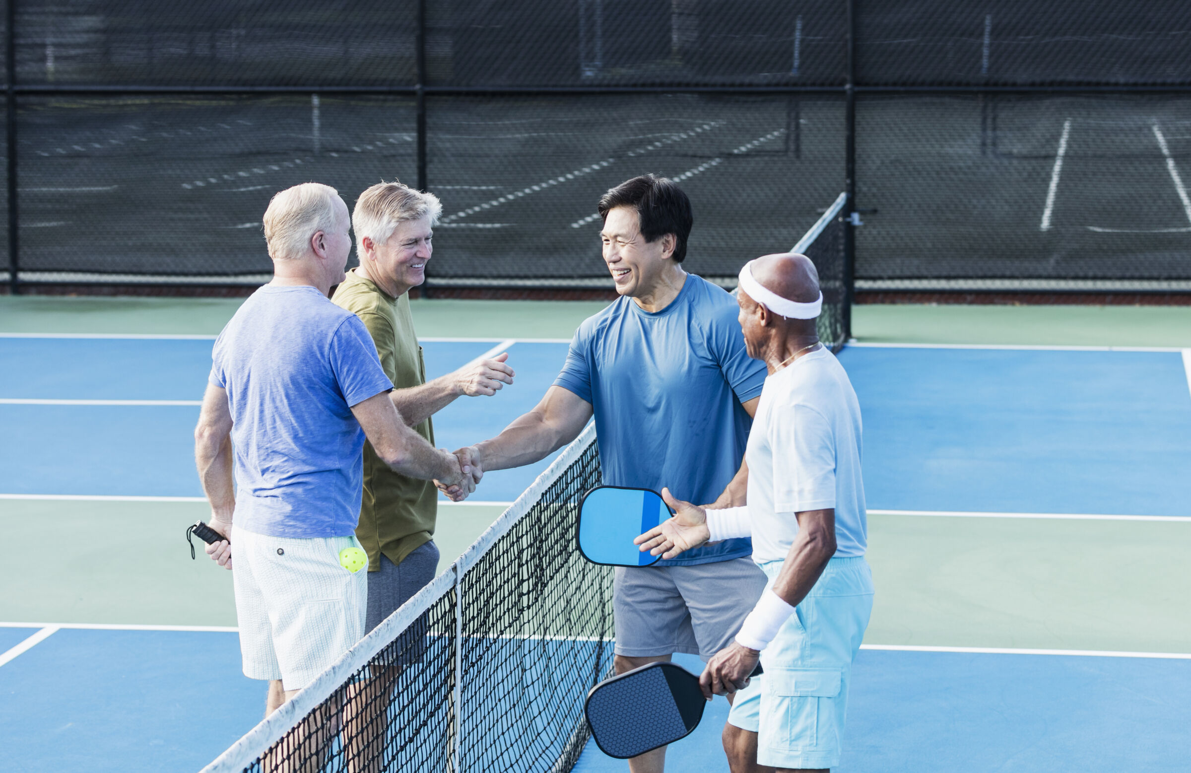 Friends playing tennis