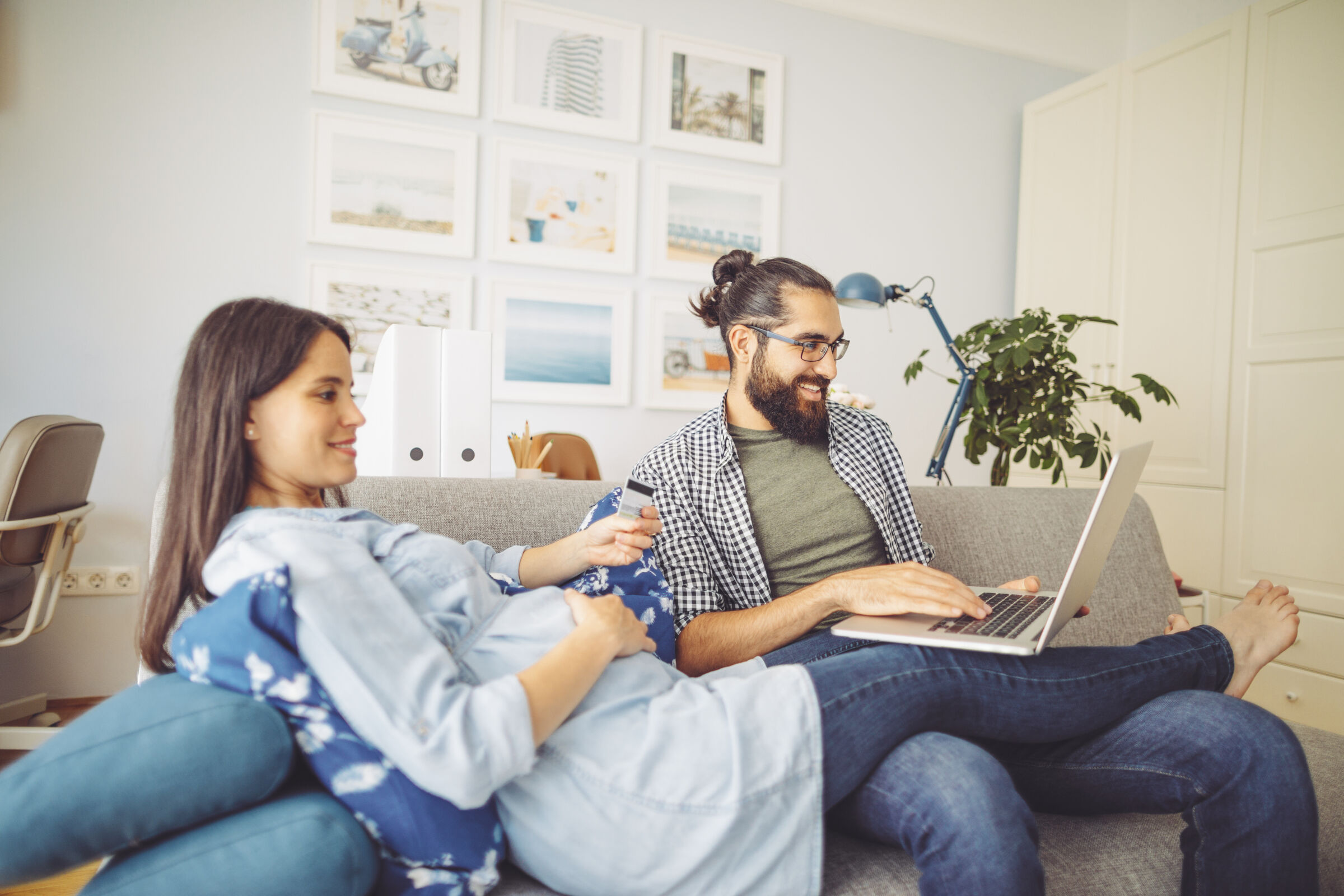 Couple Looking at Financials on Computer