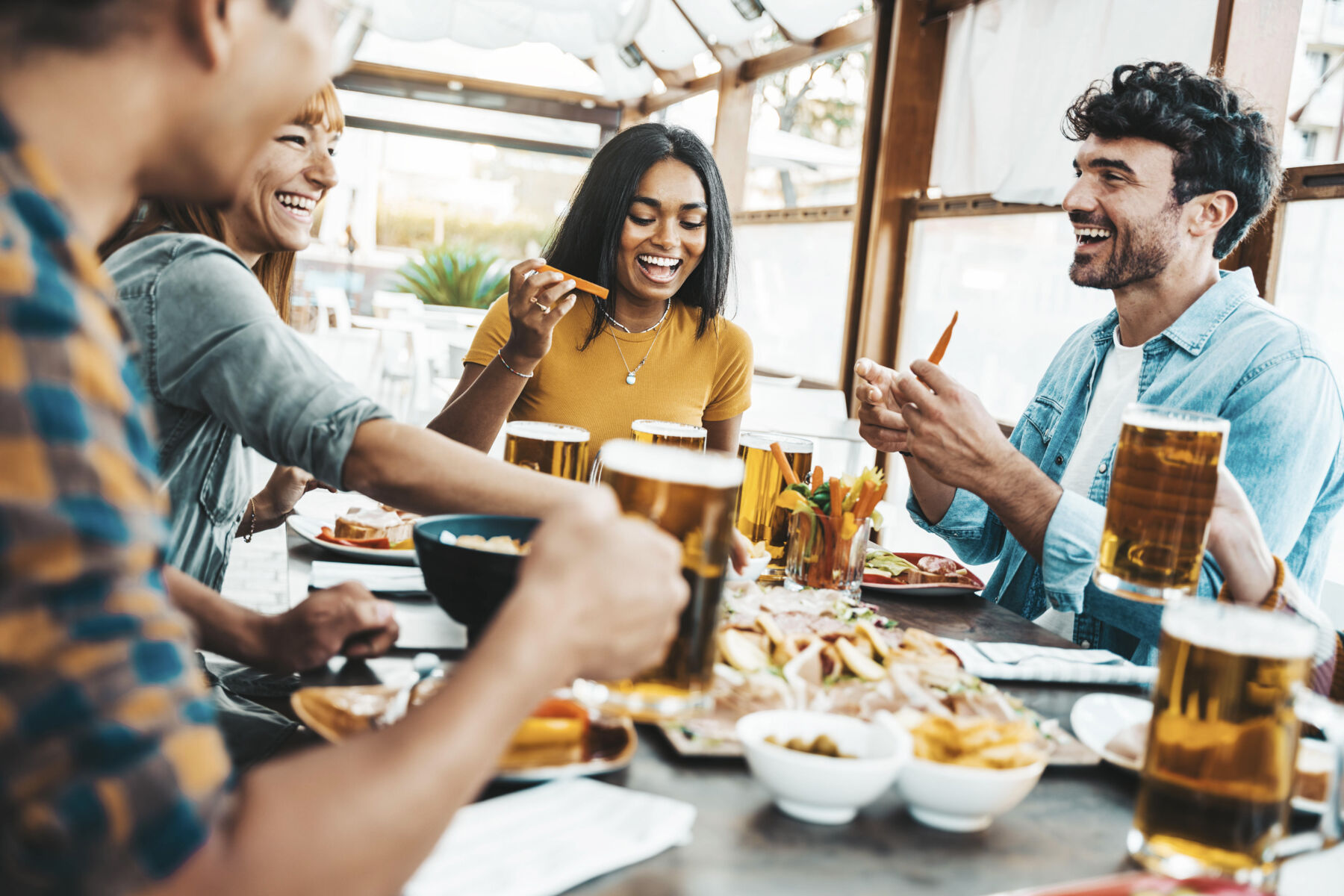 Group of friends out to eat 