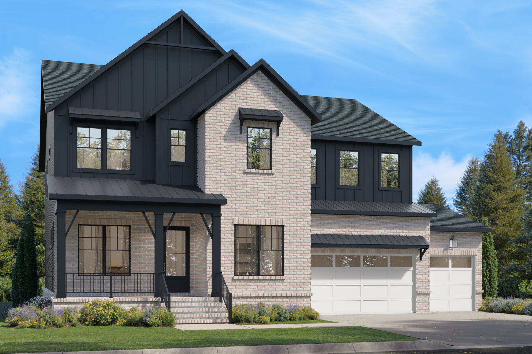 Westminster Elevation B - Farmhouse with 3-Car Garage