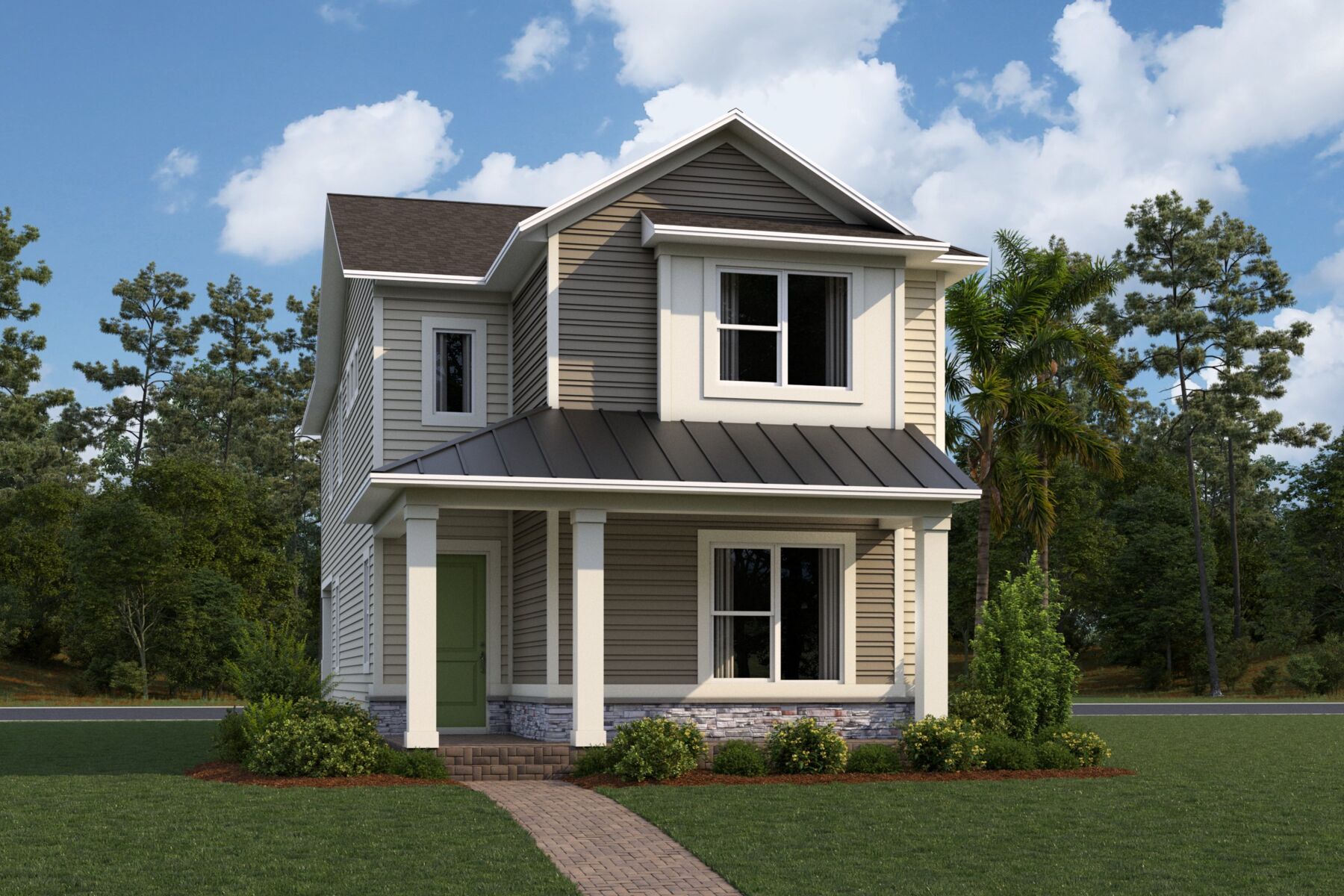 Wekiva Elevation  Transitional Farmhouse