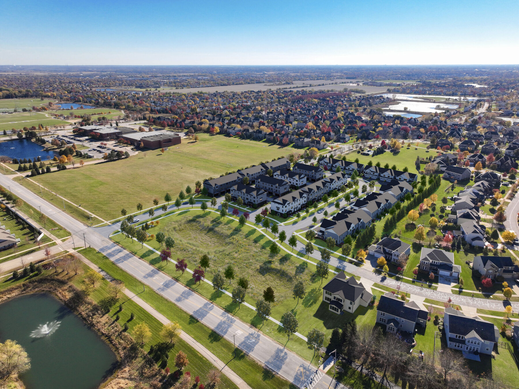 Everly Trace of Naperville Aerial Rendering 