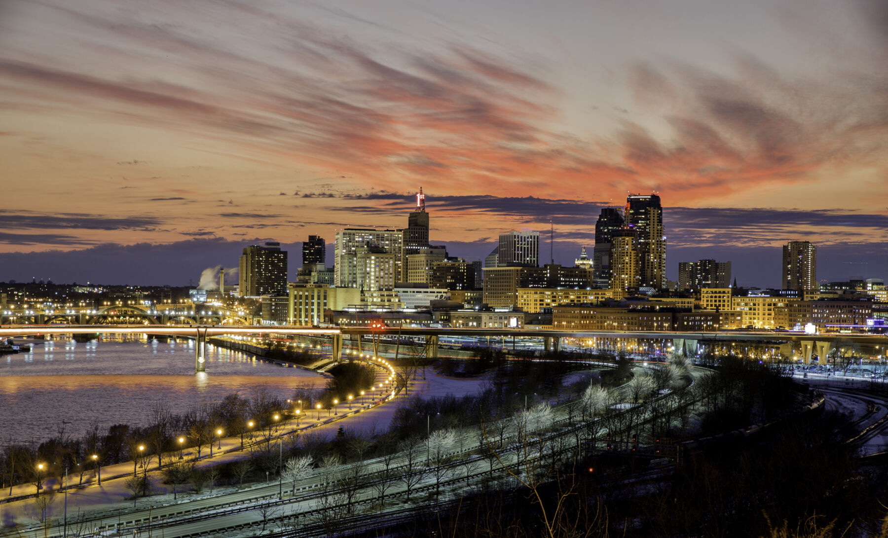 St. Paul, MN skyline at sunset