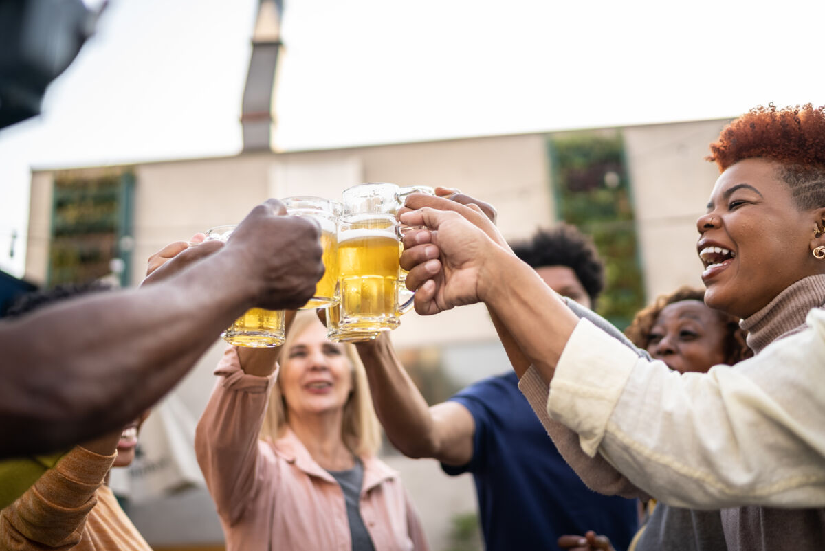 Friends Having Beer