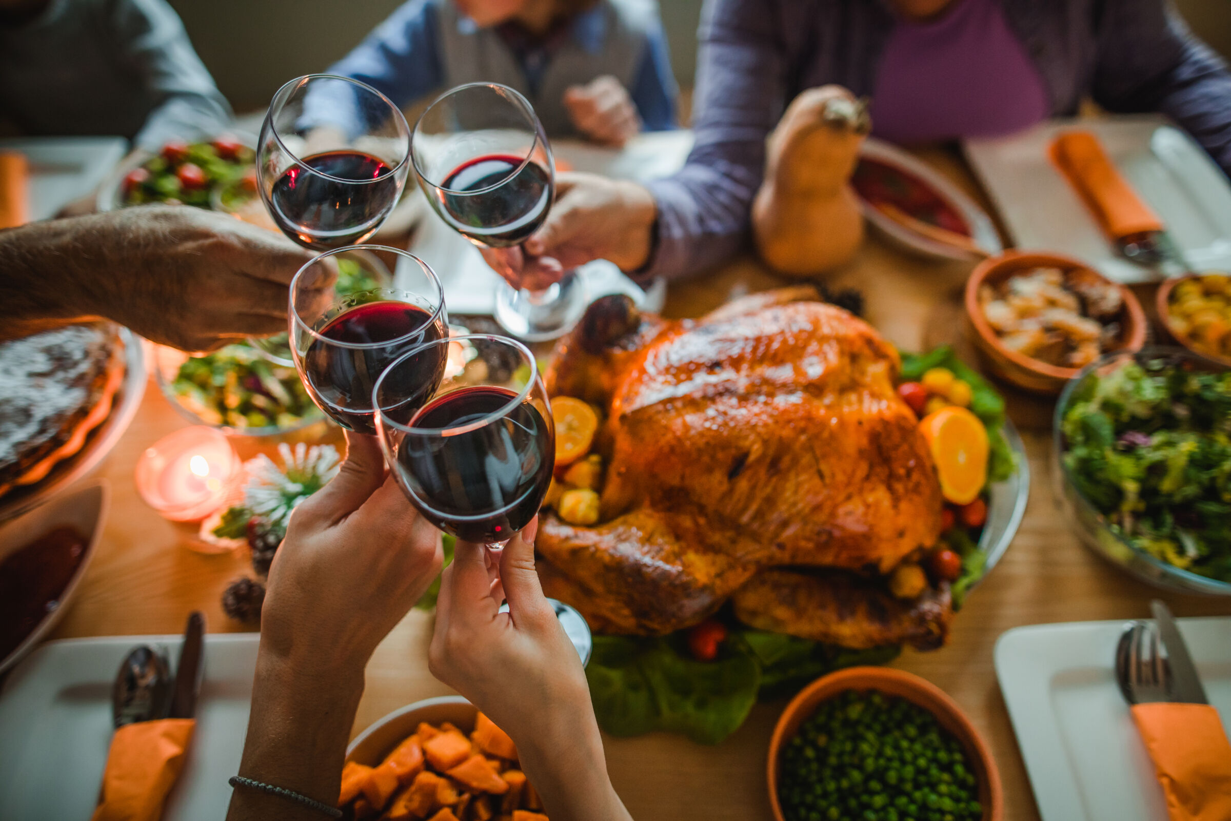 Toasting Wine Over Thanksgiving Meal