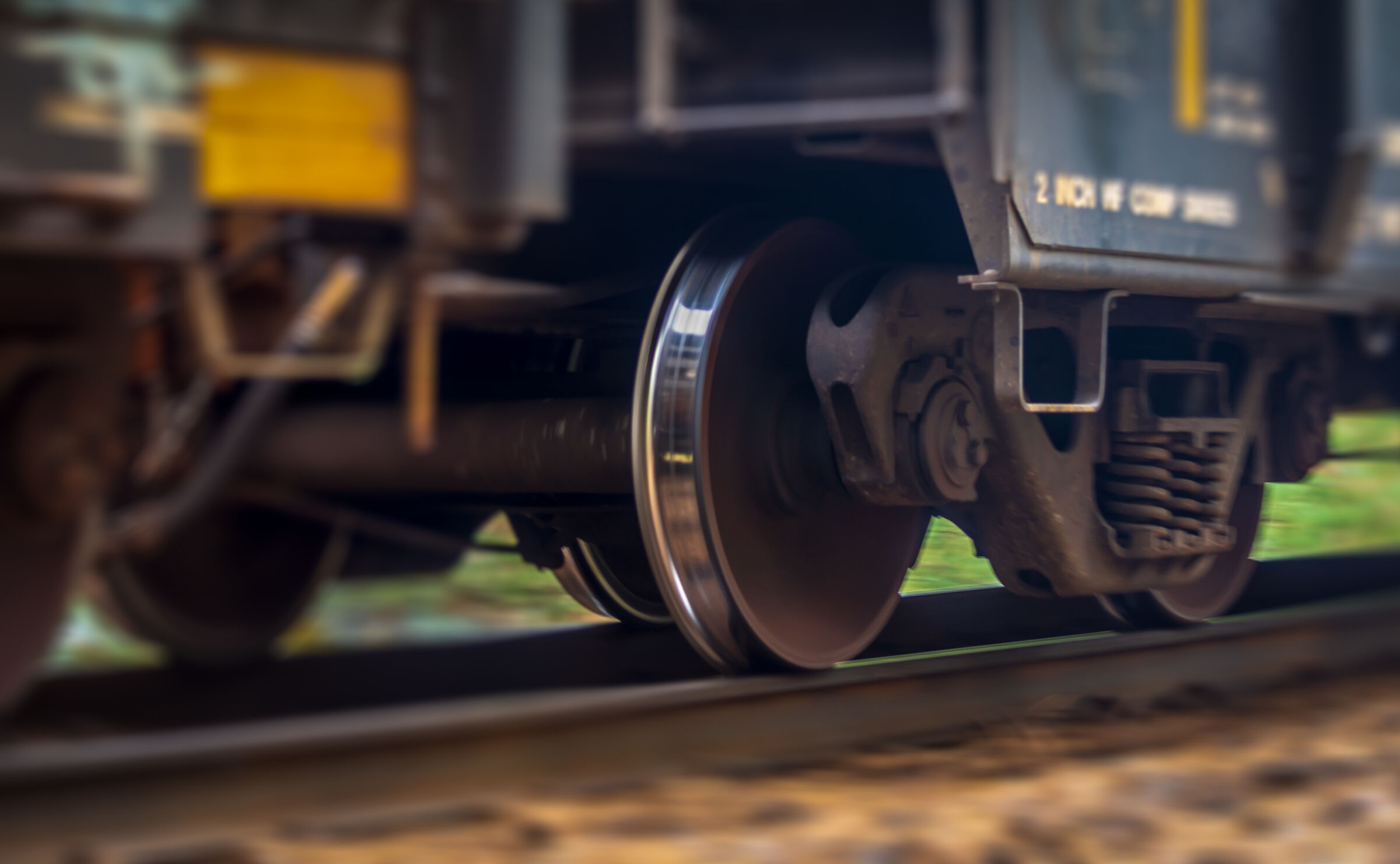 Train wheels on a train track 