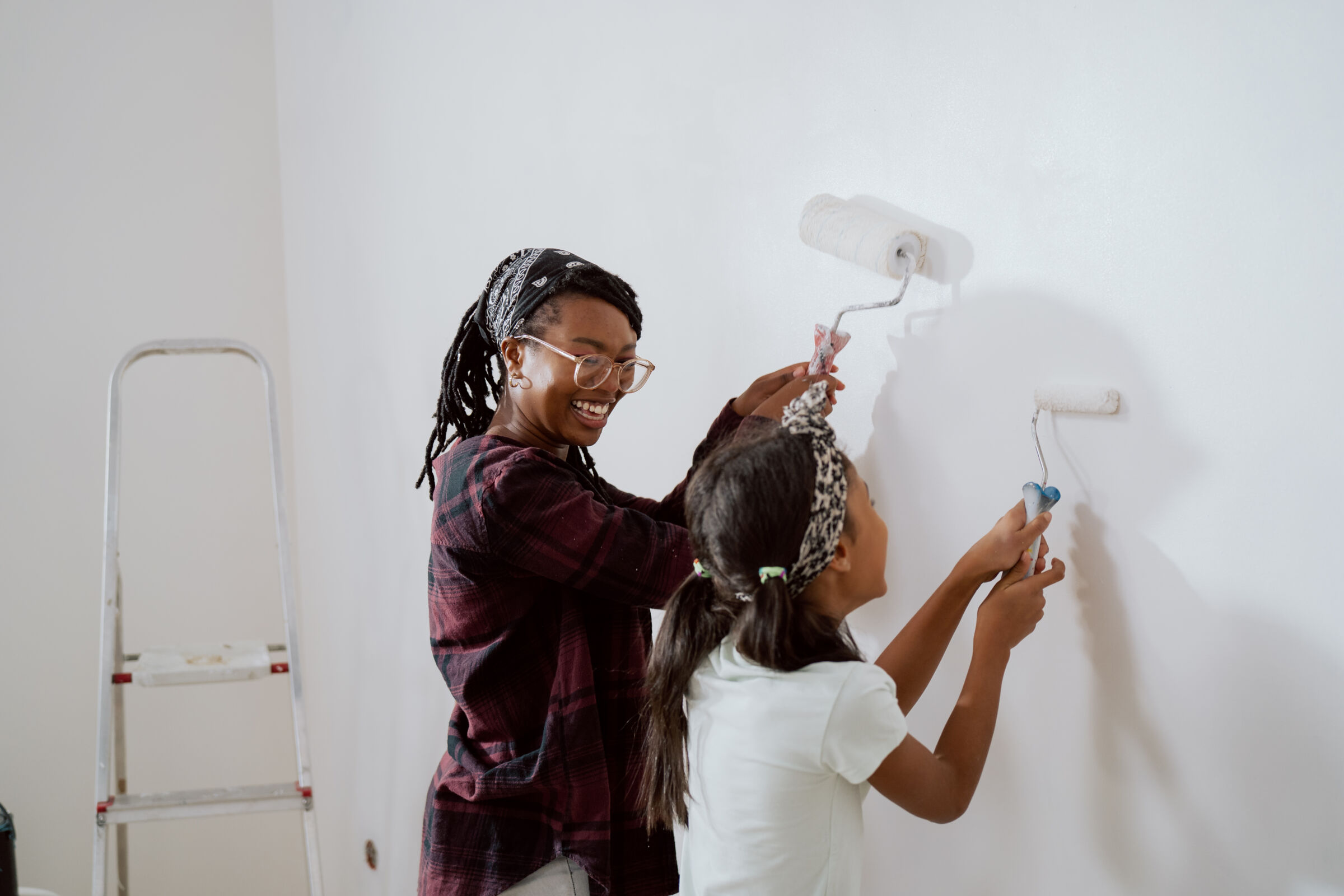 Mother and Daughter Painting Wall